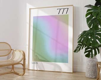 Luck Aura Poster | Physical Print | 777 | Spiritual | Angel Number | Grain | Gradient | Trendy | Aesthetic
