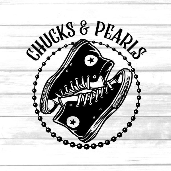 chucks and pearls svg / chuck taylor shoes clip art / printable tshirt design cricut files