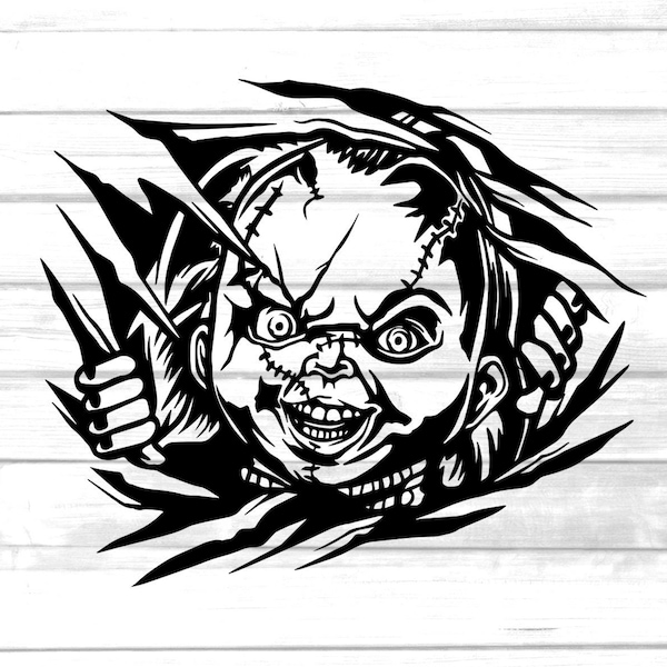 Chucky Peeking svg / horror doll clip art / Halloween character design printable files