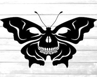 skull face butterfly svg / skeleton butterfly printable clip art png