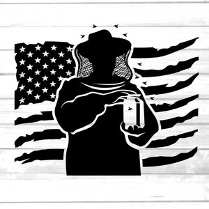 USA biodling svg / biodlare png clipart / honungsbi design / amerikansk flagga med nödställda ansikten