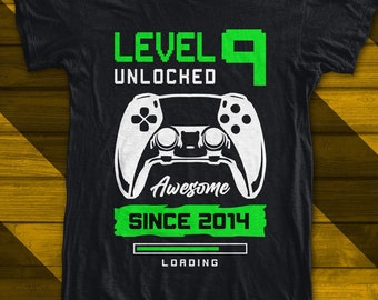 9th birthday svg , game controller , level unlocked svg , gamer birthday , birthday shirt , kids biorhtday svg