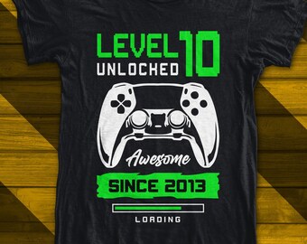 10th birthday svg , game controller , level unlocked svg , gamer birthday , birthday shirt , kids biorhtday svg