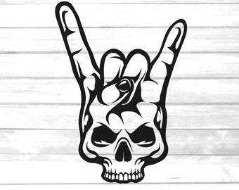 Rockers hand skull svg / rock n roll clip art / rockers hand sign svg