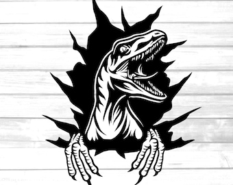 Raptor in the wall scratch svg / velociraptor dinosaur sharp claws clip art printable dinosaur