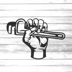hand holding pipe wrench svg / plumber printable clip art /handgrip plumbing tools