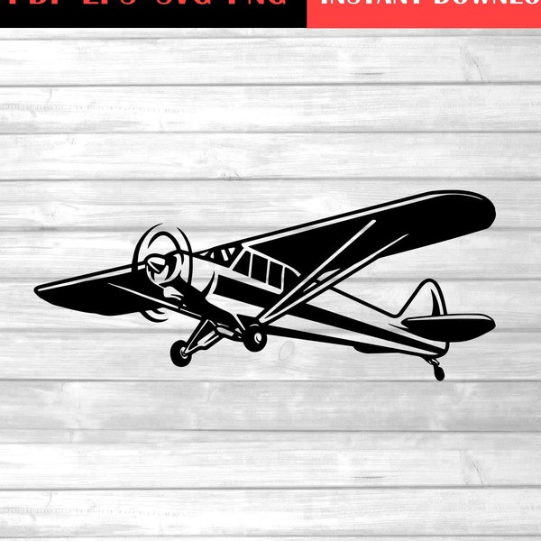 Piper Cub pilot SVG / Piper Aircraft aviation png / printable airplane design clip art
