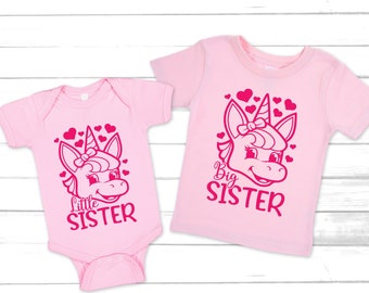 Little sister big sister unicorn design bundle svg / printable sisters T-shirt design cut file