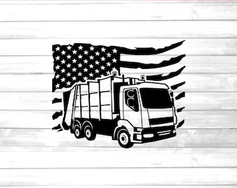 US Garbage Truck operator svg / Solid waste transporter clip art design #2