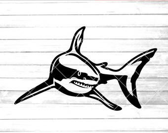 Tiburón svg, clip art de tiburón, gran tiburón blanco, cricut, silueta, eps pdf png, vector de tiburones, tiburones grandes