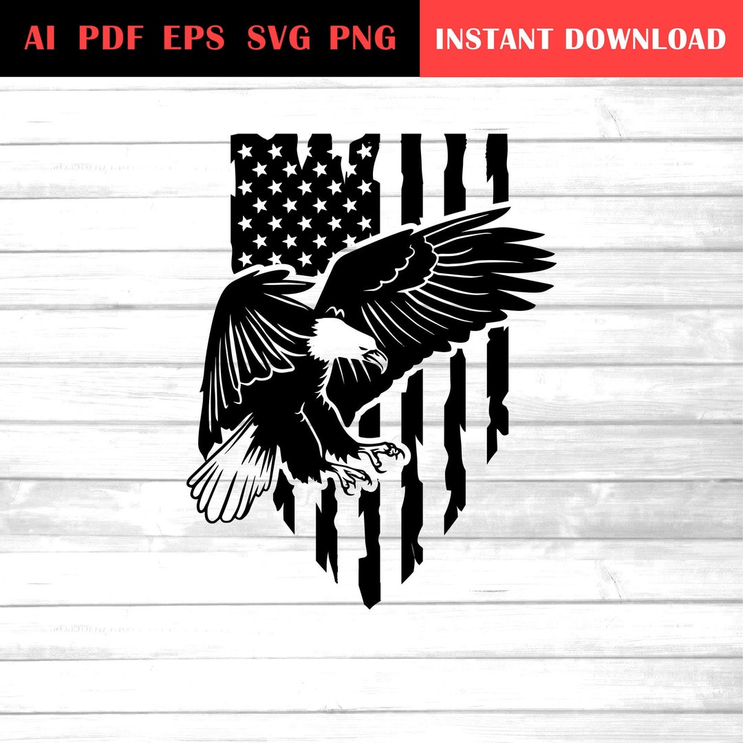 Bald Eagle SVG / American Eagle Distressed American Flag Clip Art ...