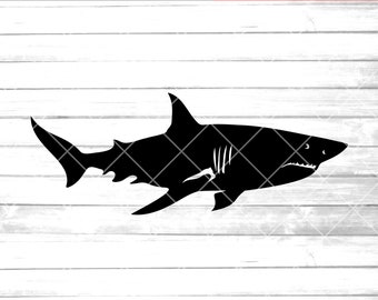 Tiburón svg, clip art de tiburón, gran tiburón blanco, cricut, silueta, eps pdf png, vector de tiburones, tiburones grandes
