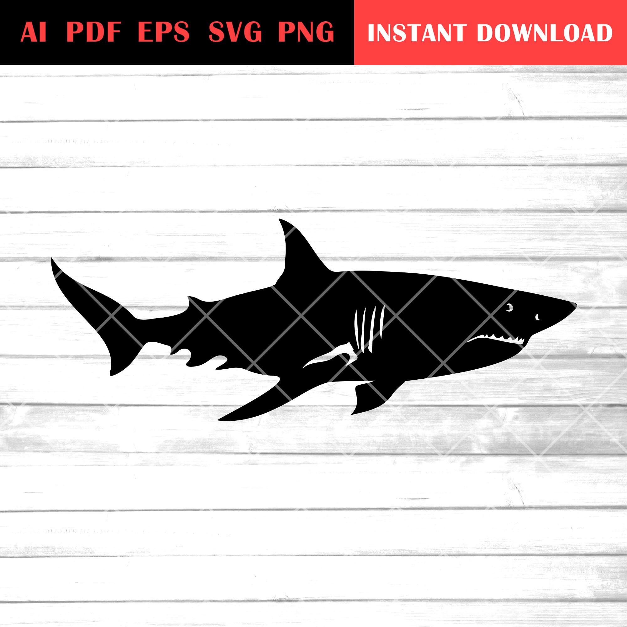 Hai svg, Hai Clip Art, weißer Hai, Cricut, Silhouette, eps pdf png ...