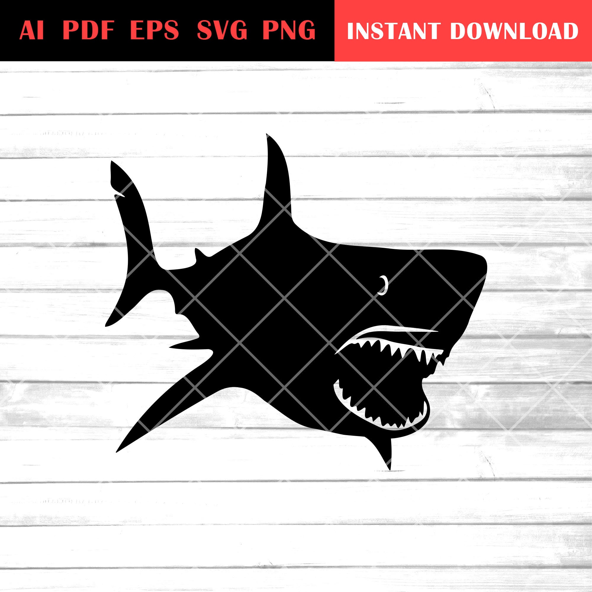 Hai svg, Hai Clip Art, weißer Hai, Cricut, Silhouette, eps pdf png ...