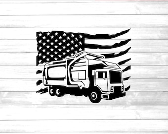 US Garbage truck operator svg / solid waste transporter clip art design #1