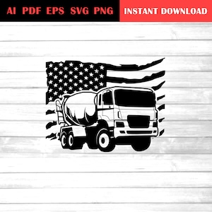 US Concrete Mixer Truck svg / Heavy Equipment printable clip art / construction truck clip art