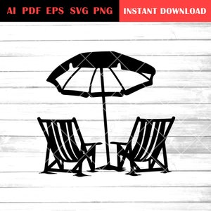 summer svg | beach chair svg | beach Umbrella | clip art | cricut | printable | vector files | pdf png svg eps Ai
