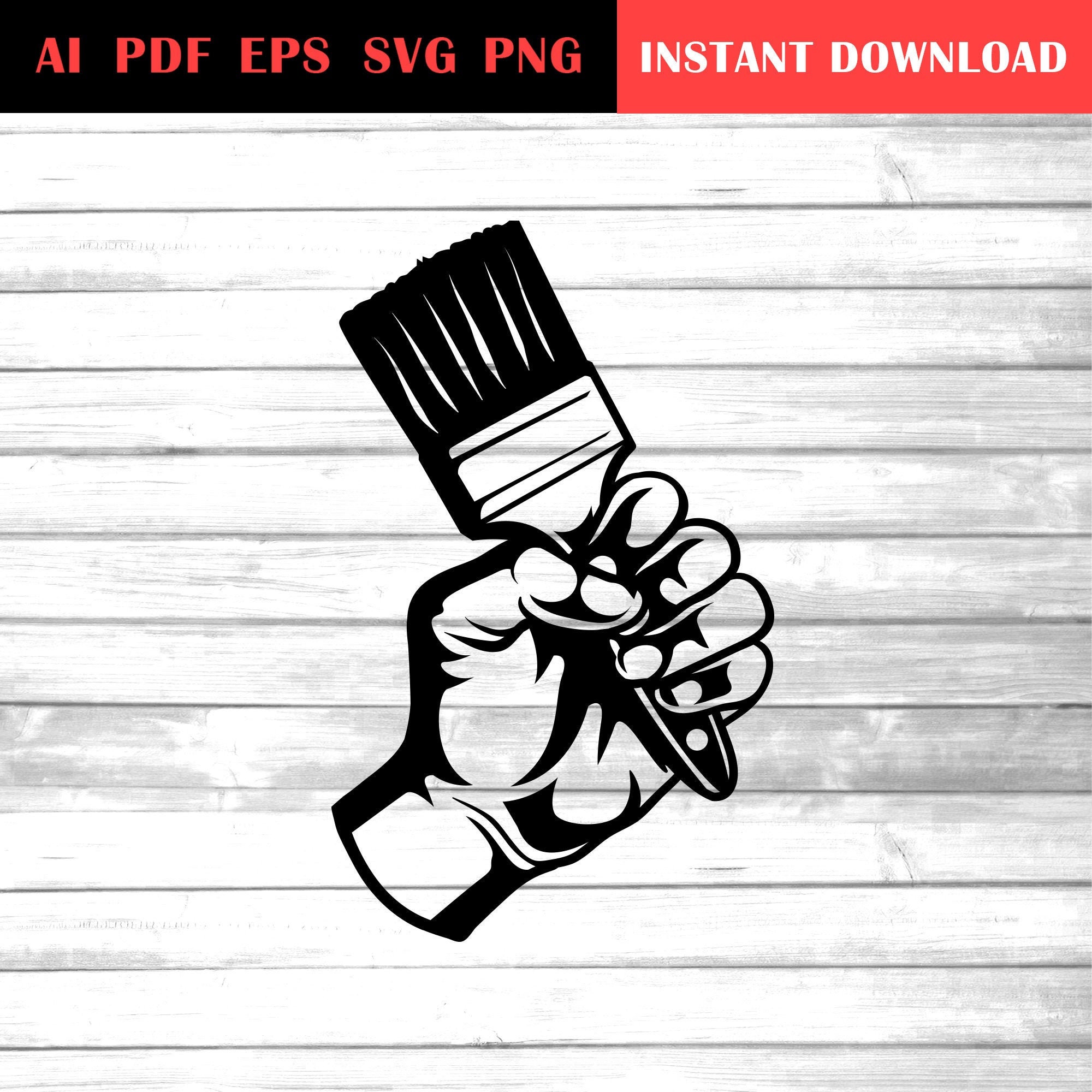 Hand holding paint brush svg / painter logo clip art /handgrip | Etsy