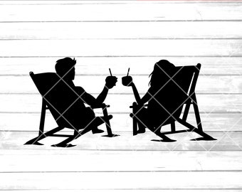 summer svg | beach chair svg | Lovers drinking| cocktails | clip art | cricut | printable | vector files | pdf png svg eps Ai