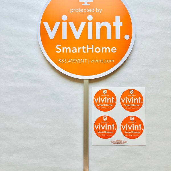 Vivint Security Yard Sign with 4 Window/Door Stickers - 28" aluminum pole