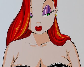 Jessica Rabbit Pinup Art Color Illustration Print 8.5x11 by Key & Chy
