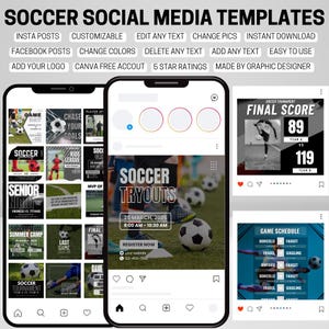 Soccer Canva Templates, Social Media Kit, High School Sports, PNG, Download!Templates soccer Coach Printable-Digital soccer!