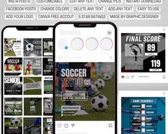 Fußball Social Media Canva Templates: High School Sports (Digitaler Download)