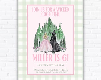 Wicked Birthday Party Invitations: Editable Canva Template (Digital Download