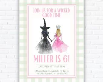 Wicked Birthday Party Invitations: Editable Canva Template (Digital Download