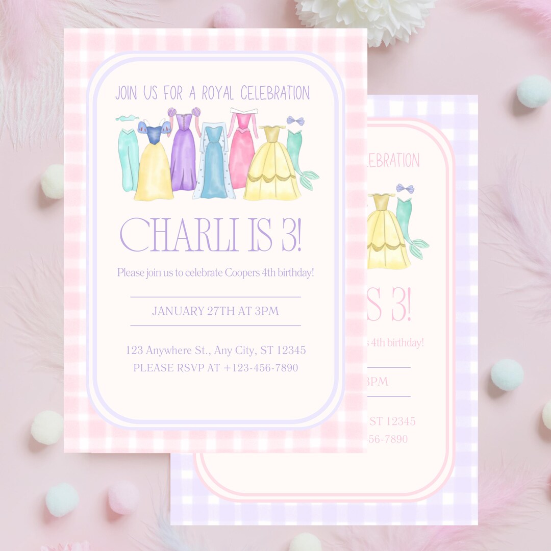 Printable Princess Birthday Invitation Template, Princess Birthday