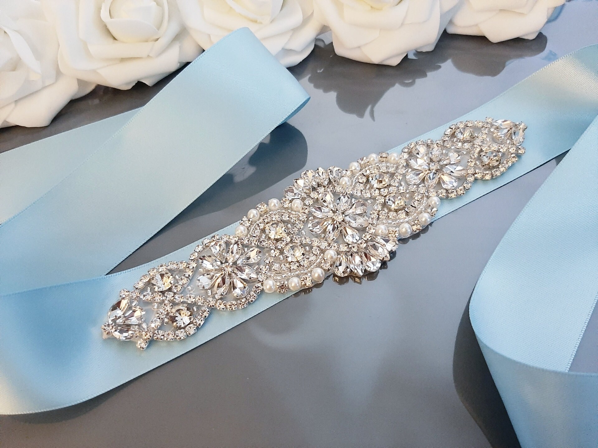 Blue wedding belt sales