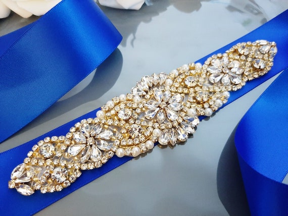 Royal Blue Bridal Belt Royal Blue Bridal Sash Wedding Sash Bridesmaid Wide Pearl Crystal Sparkle Dress Belt for Bride Rhinestone Belt Etsy Canada