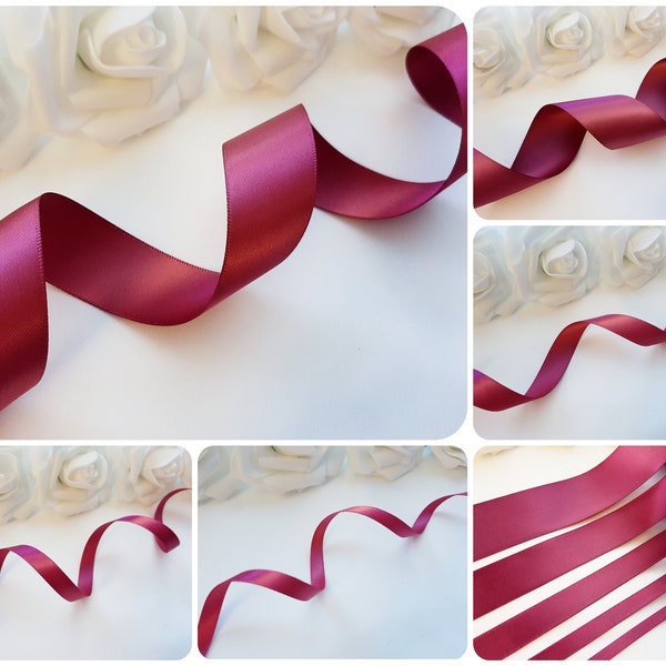 Rosewood Ribbon, Double Face Ribbon, Satin Ribbon, Double Sided Solid Ribbon, Double Side Ribbon, Double Faced Wedding Sash