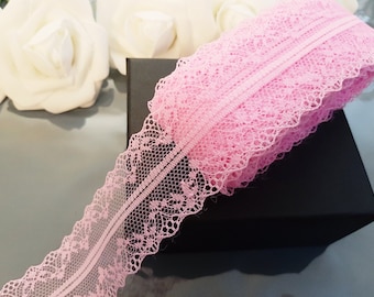 10 Yards Deep Pink Lace Trim, Pink Lace Trim, Pink Lace Ribbon, Lace Sewing Trim Gift Wrap Fabric DIY Embroidered Net Cord For Sewing