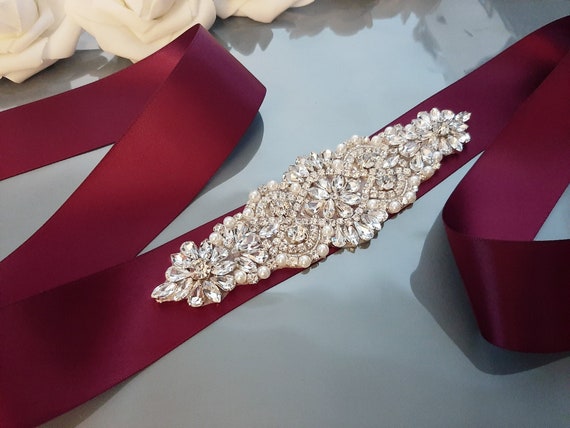 Wine Bridal Belt, Wedding Sash, Belt For Bride, Rhinestone Sash Red - Yahoo  Shopping