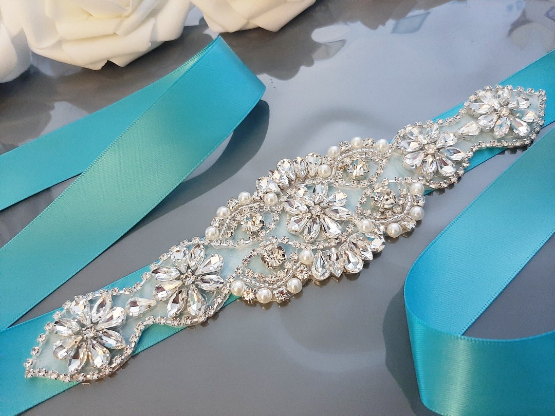 Elegant Turquoise Wedding Dress Belt: Elevate Your Bridal Look