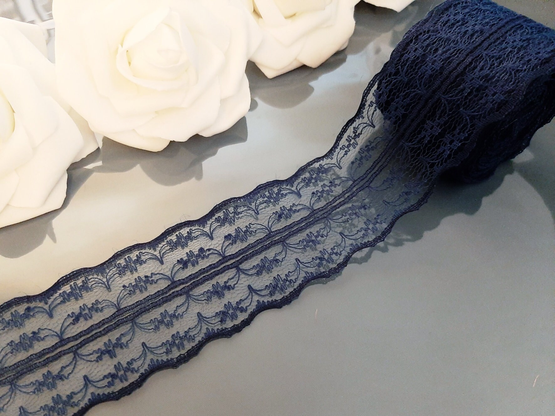 Navy Blue Lace Trim Lace Trim Lace Trim Ribbon Wholesale Etsy