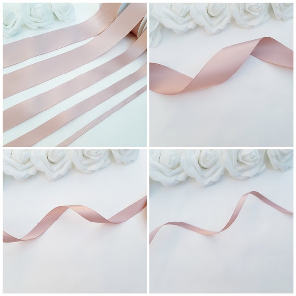 Rose Gold Satin Ribbon, Double Sided Solid Rose Gold Ribbon, Double Side Satin Ribbon, Double Face Rose Gold Wedding Sash, Double Faced