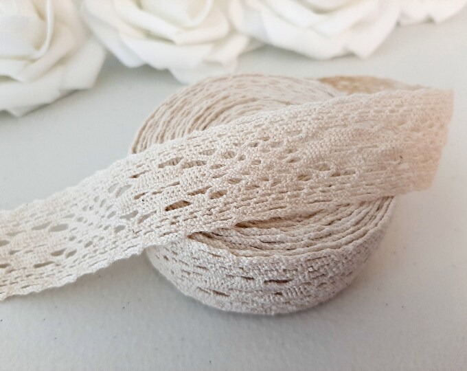 Rustic Lace Ribbon Cotton Lace Ribbon, Lace Ribbon, Lace Trim, Lace by the Yard, Beige ...