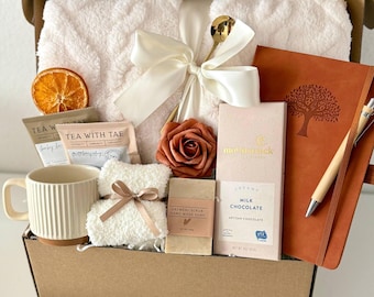 Hug In A Box, Encouragement Gift, Mom Gift Set, Hygge Gift Box, Thinking Of You Box, Cozy Care Package, Self Care Basket, Blanket Gift Box