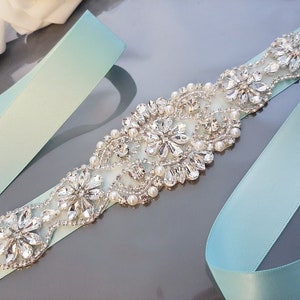 Turquoise Bridal Belt, Rhinestone Belt, Sash Belt, Blue Bridal Belts ...