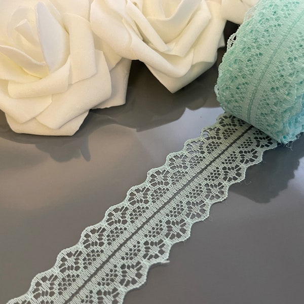 10 Yards Mint Green Lace Trim Ribbon, Mint Green Lace, Aqua Lace Trim, Green Lace, Lace Sewing Trim Design Gift Wrap Wedding Lace Bridal