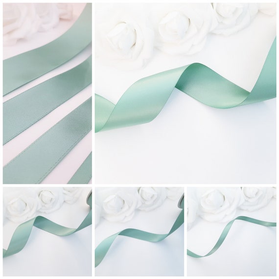 Sage Ribbon, Sage Green Ribbon, Double Faced Sage Green Satin