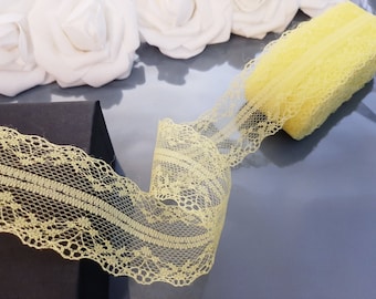 10 Yards Of Yellow Lace Trim, Lace Trim Ribbon, Lace Ribbon Lace Sewing Trim Gift Wrap Fabric DIY Embroidered Net Cord For Sewing