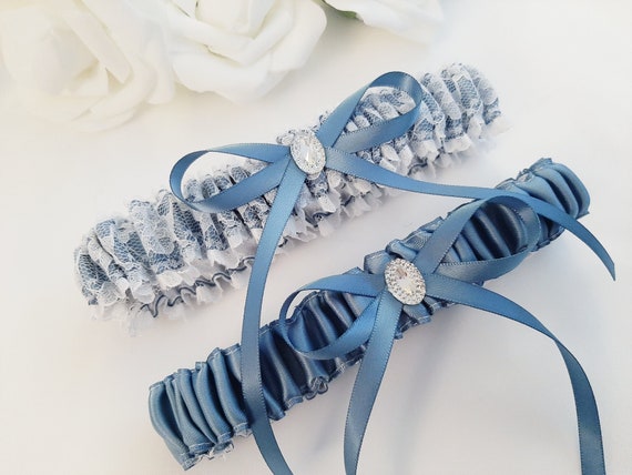 Dusty Blue Wedding Garter Set, Lace Bridal Garter Set, Blue Garter Set, Blue  Garter for Bride, Garter Belt for Wedding, Blue Garters 