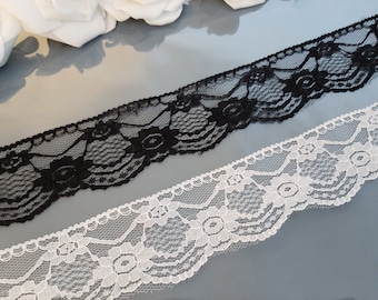 Black Lace, White Lace, Lace Trim Ribbon, White, Black, Lace Sewing Trim Design Gift Wrap Gift Basket Wedding Lace Bridal