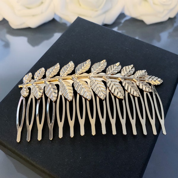 Bridal Hair Comb, Gold Leaf Hair Comb Bridal, Wedding Hair Comb, Bridal Headpiece, Bridal Hair Piece, Hair Accessories