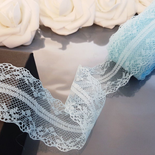 10 Yards Light Blue Lace Trim, Blue Lace, Lace Trim Ribbon, Lace Ribbon Sewing Trim Gift Wrap Fabric DIY Embroidered Net Cord For Sewing