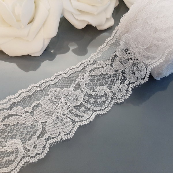 White Lace Trim 5 or 10 Yards 2" Inch Wide Ribbon  Floral Lace Sewing Trim Flower Design Gift Wrap Wedding Lace Bridal Home Decor Wreath
