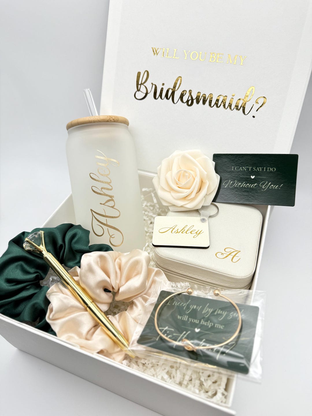 Will You Be My Bridesmaid Proposal Box Gift Emerald Green Wedding ...